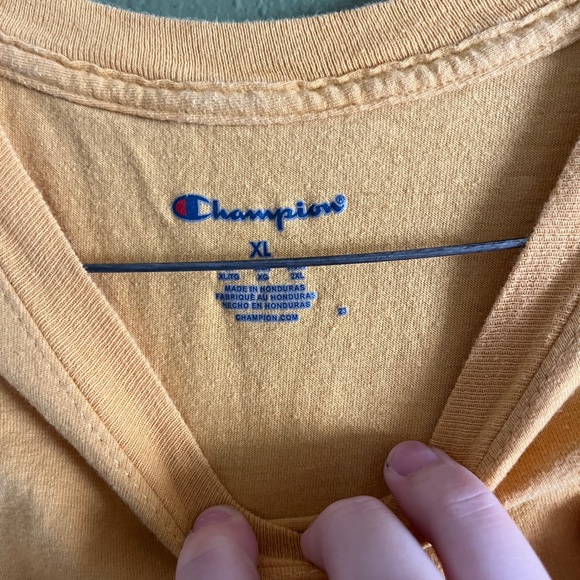 Champion Casual Athleisure XL Men's Pale Yellow Short Sleeve Logo Crewneck Tee - Picture 3 of 5